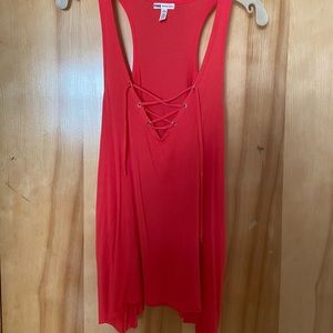 Lace up front flowy tank top